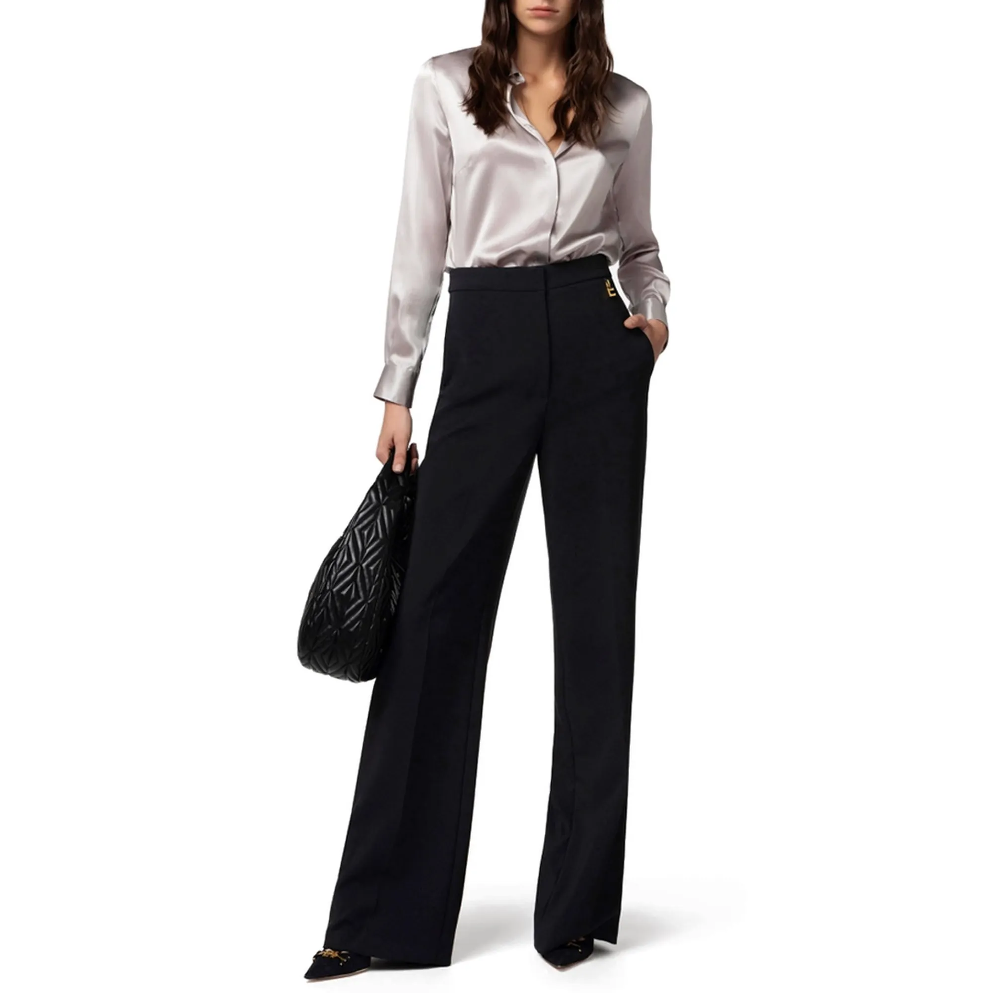 Elisabetta Franchi pantaloni slim in crepe borgogna