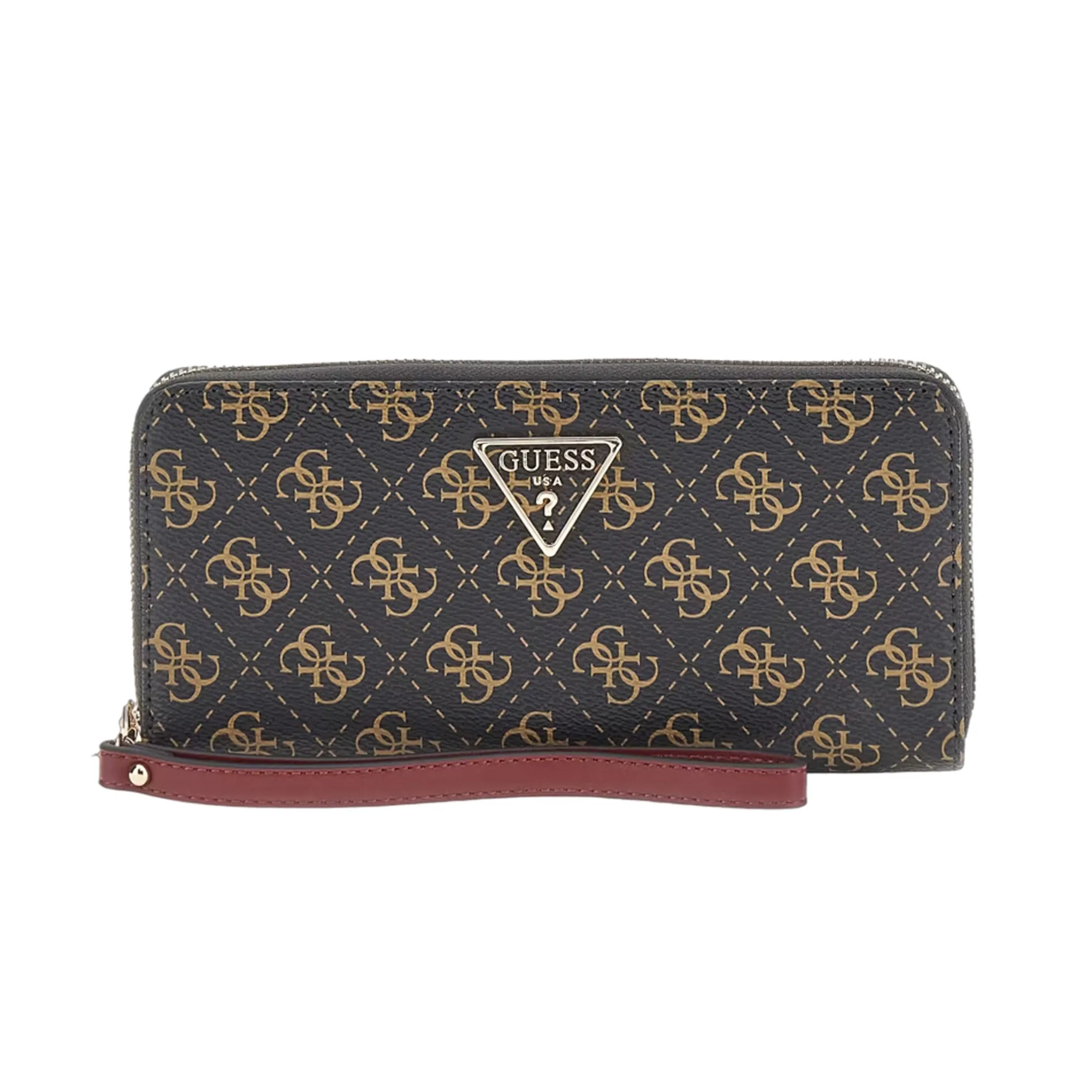 Portafolios Guess Laurel SLG Coal Logo - Monedero Mujer Con Correa Extraíble, Gris Oscuro