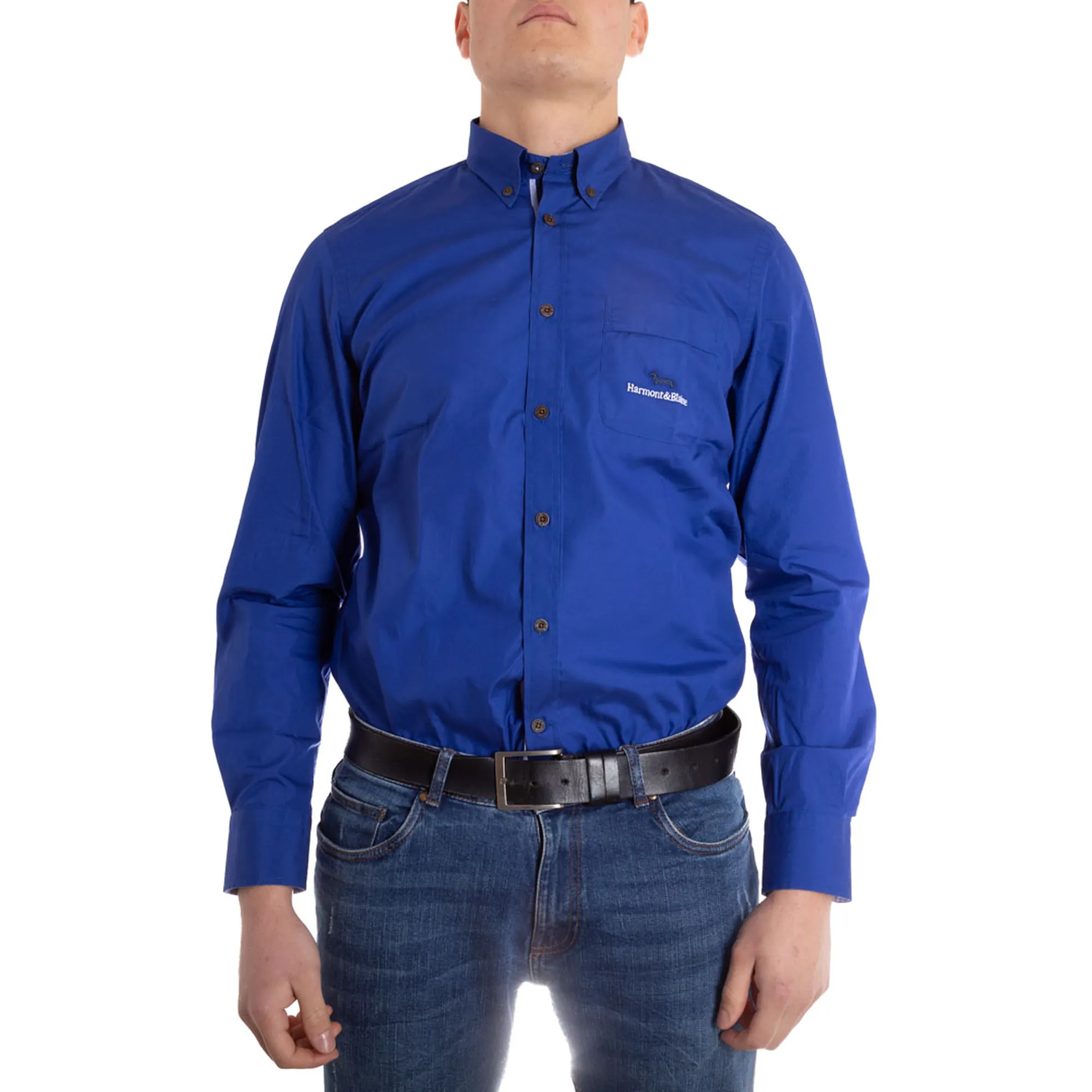 Camicia tinta unita in velluto - blu - 25.00