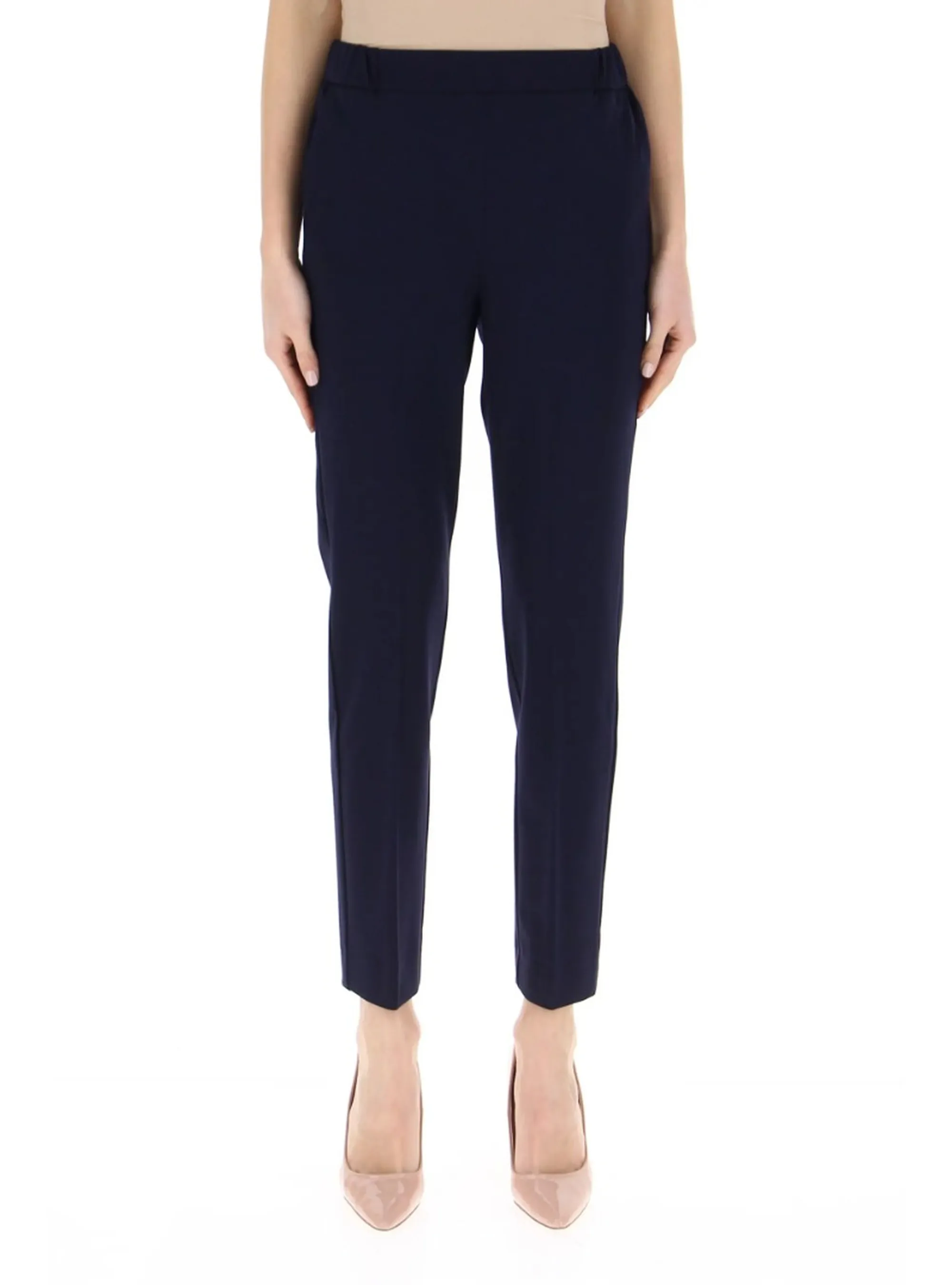 Pantaloni Jogger Emme Marella In Cotone Nero - Vita Elasticizzata E Tasche - 3
