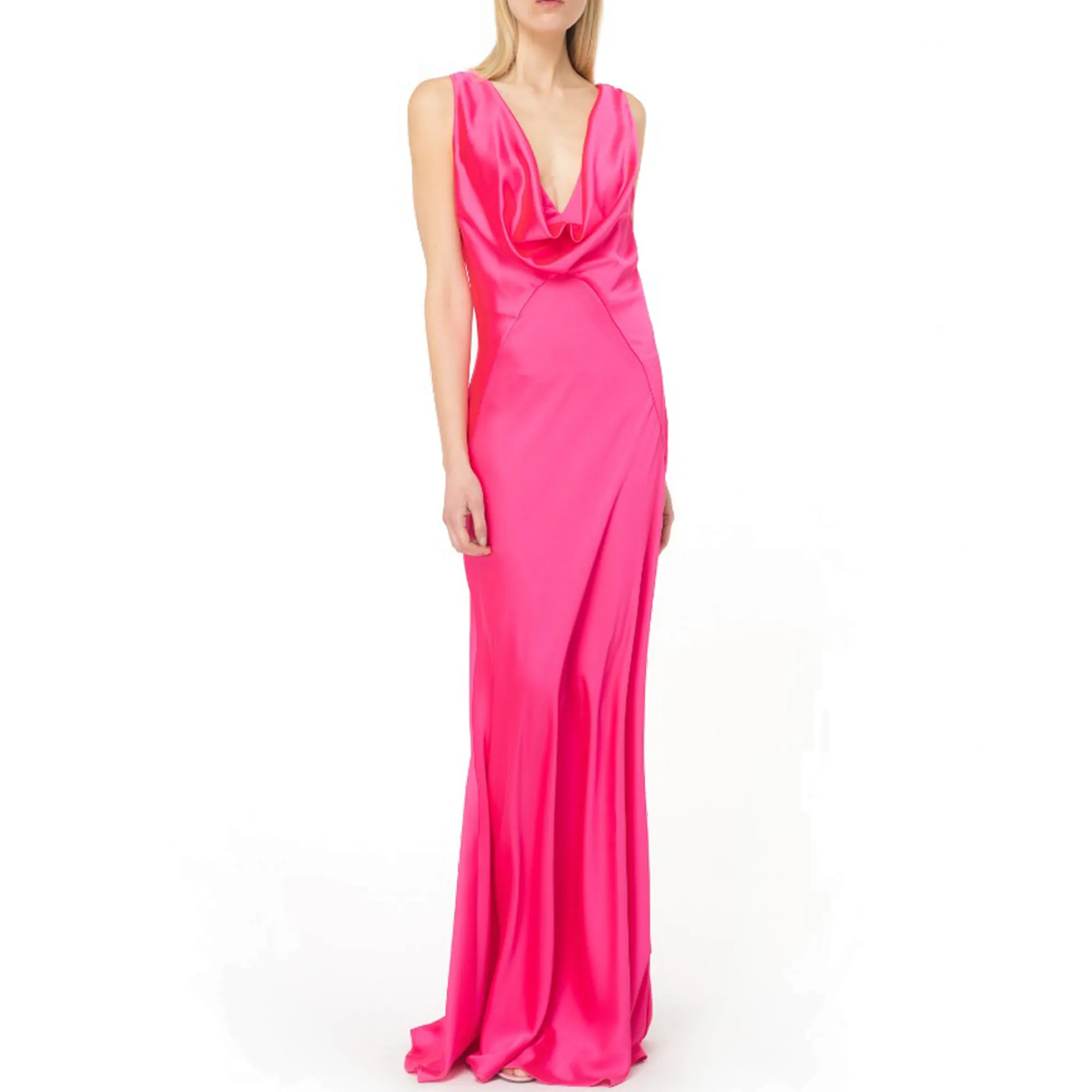 Pinko abito slipdress lungo satin Farro rosa main image 1